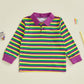 Mardi Gras Carnival T Shirt Long Sleeve Turn Collar Striped Contrast Color Tops Comfortable Casual Pullover