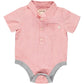 Coral Seersucker Short Sleeved Onesie