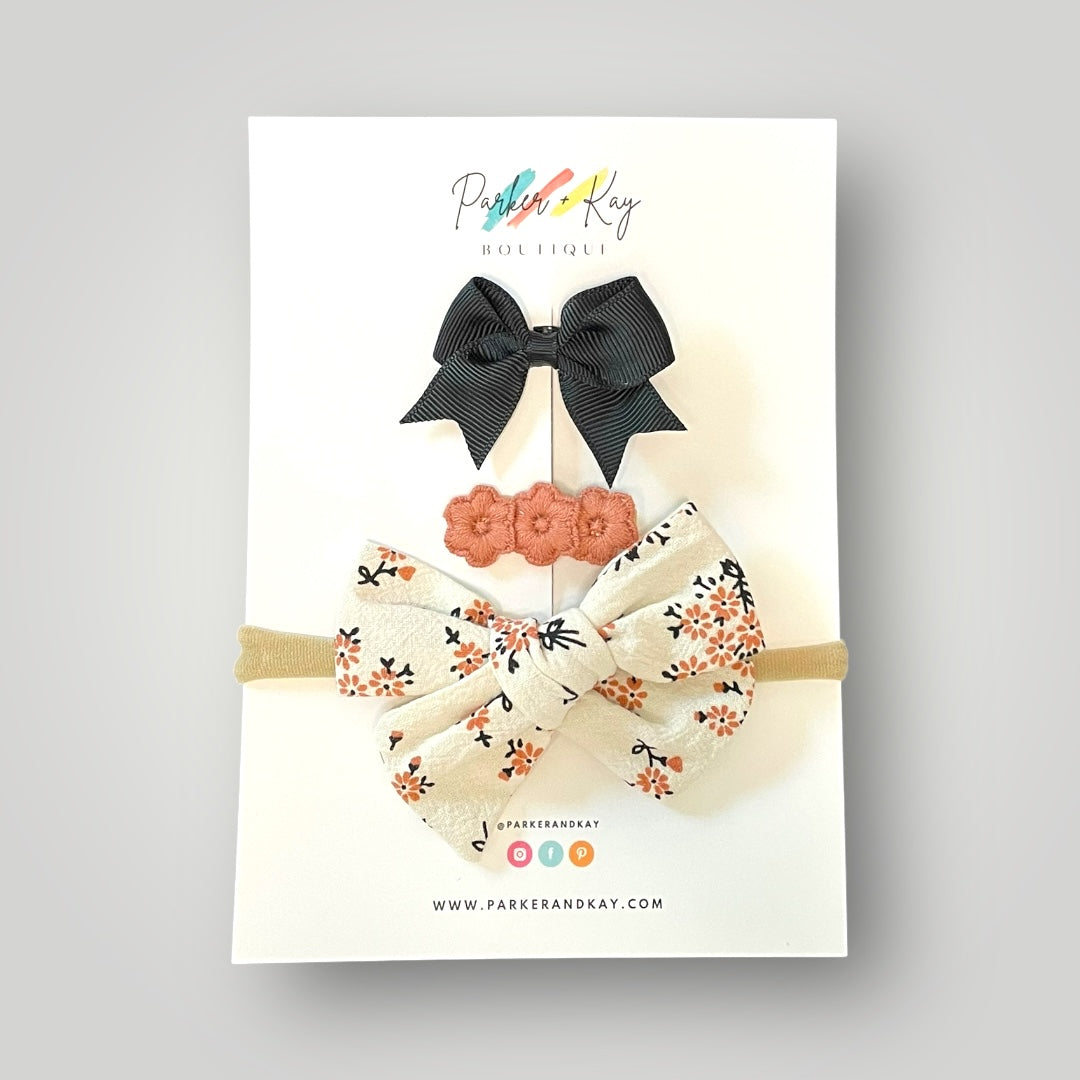 Baby 3-Piece Floral Bow Variety Set