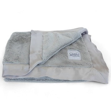 Luxury Baby Blanket with Satin Trim in Luxe Plush, Silver