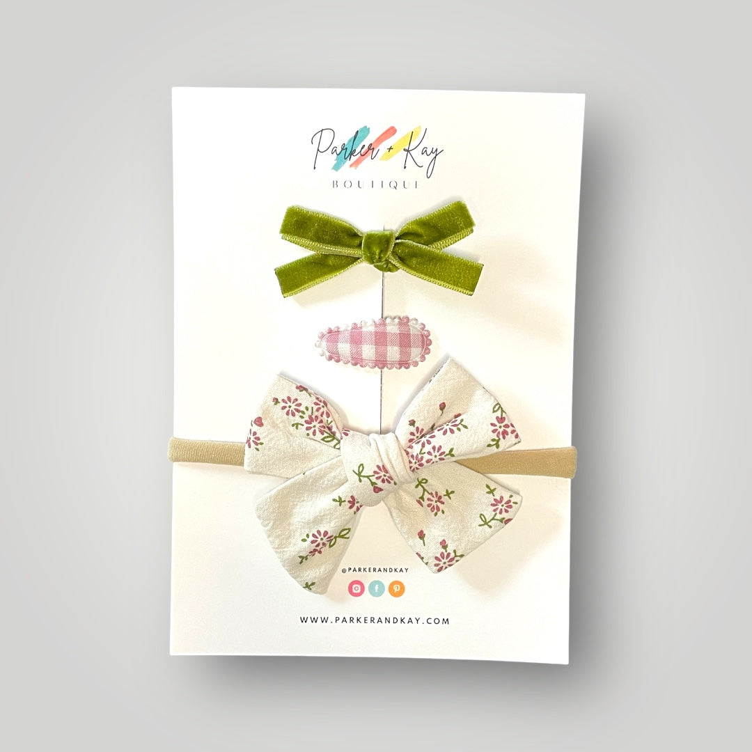 Baby 3-Piece Floral Bow Variety Set