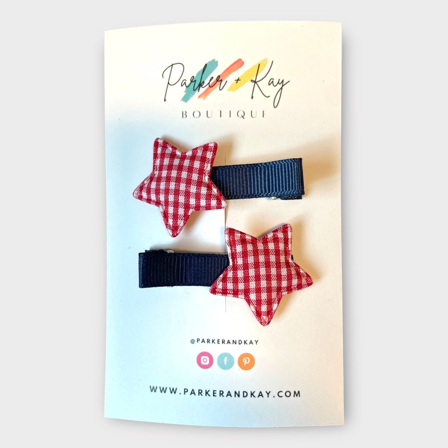 Gingham Stars Hair Clips