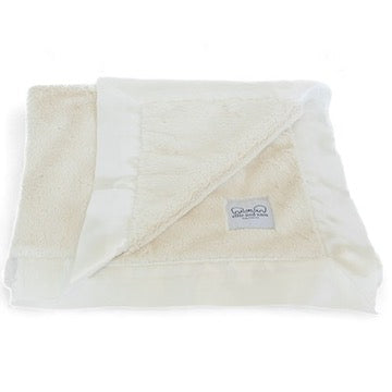 Luxury Baby Blanket with Satin Trim in Luxe Plush, Ivory