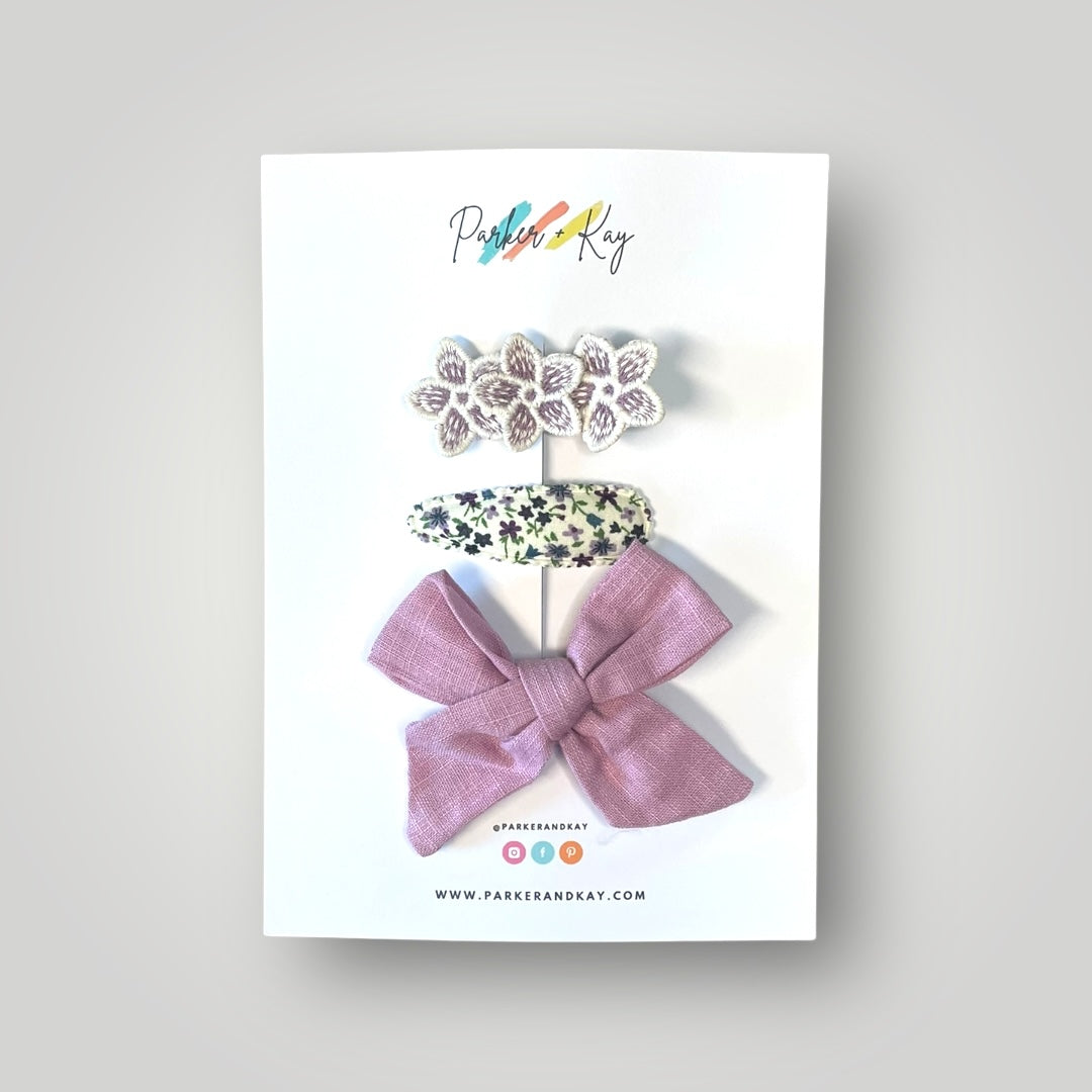 Girl’s 3-Piece Linen Bow Variety Set