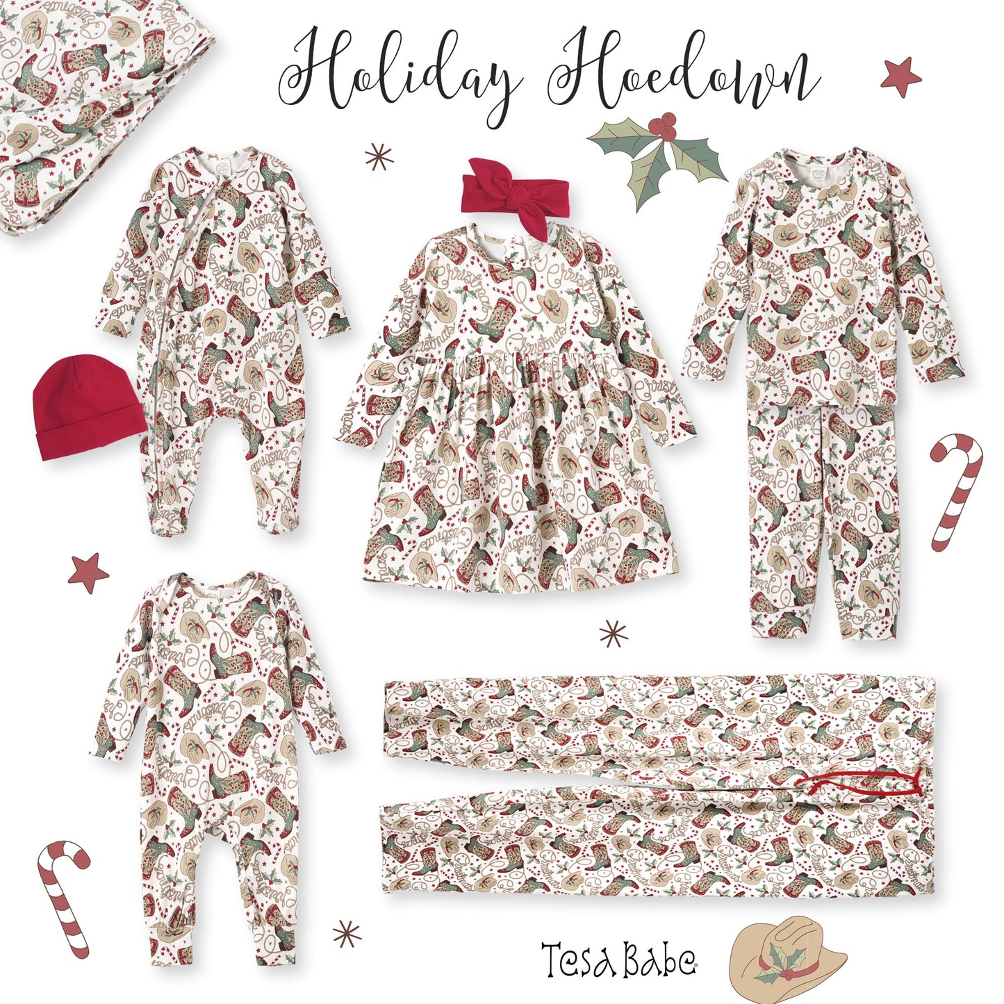 Western Christmas Girls Dress – Soft Bamboo Holiday Style
