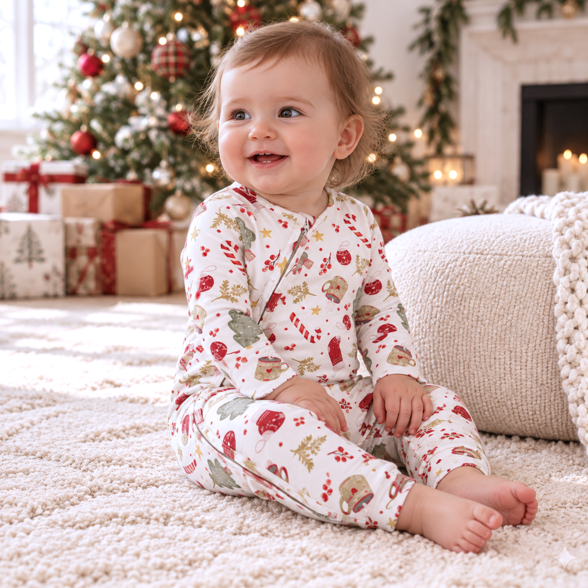 Bamboo Holiday Baby Zip Romper – Christmas One-Piece