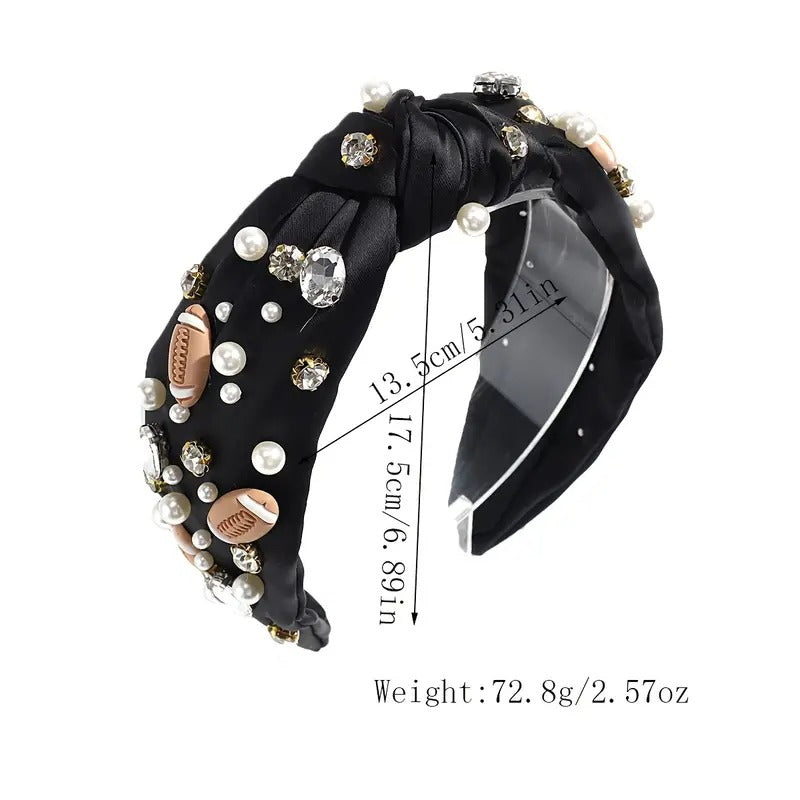 Sporty Knotted Headband Black Football