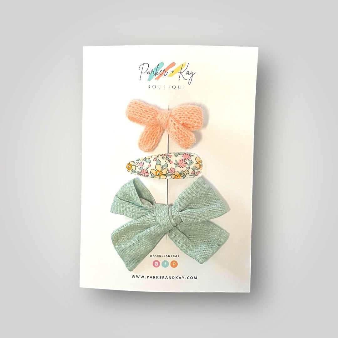 Girl’s 3-Piece Linen Bow Variety Set