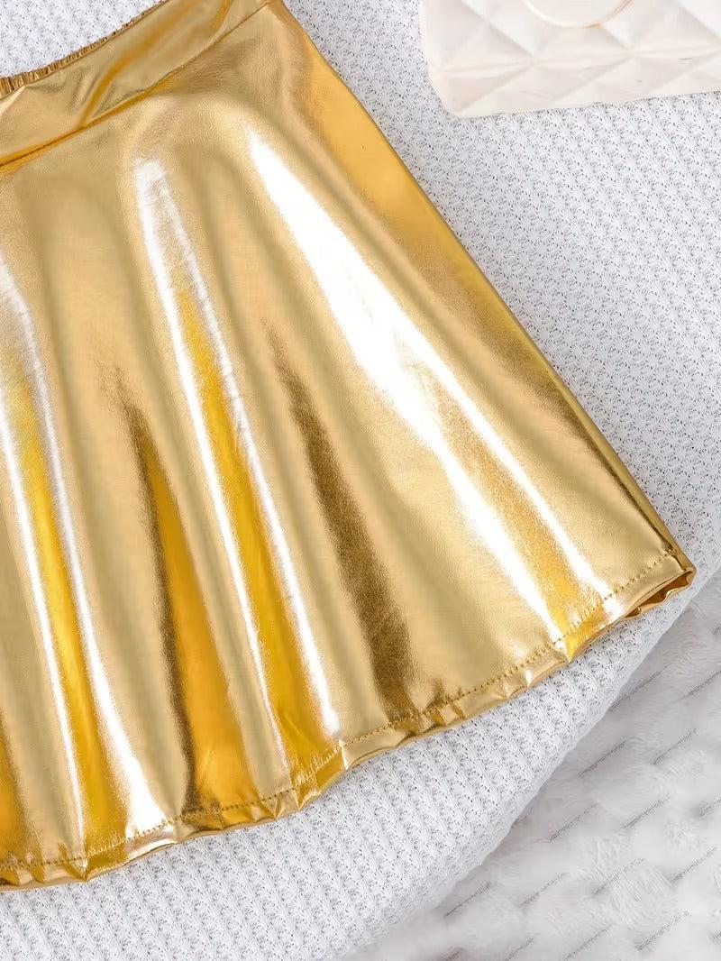 ✨ Golden Mardi Gras Twirl Skirt for Littles ✨