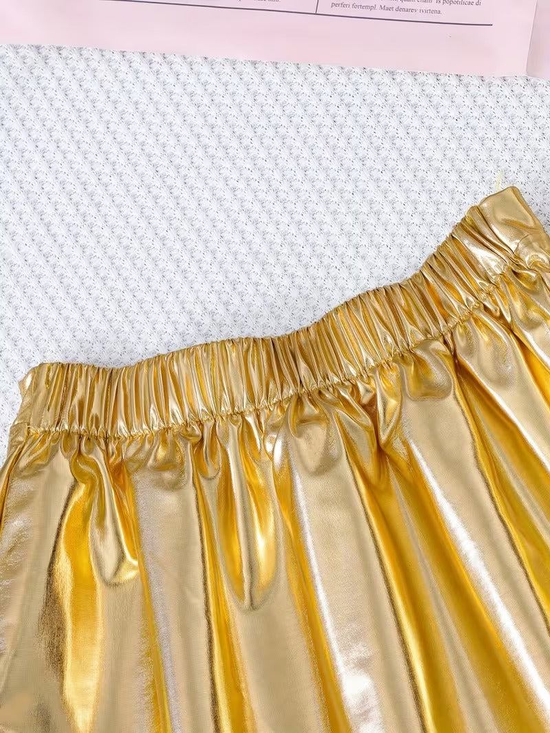 ✨ Golden Mardi Gras Twirl Skirt for Littles ✨