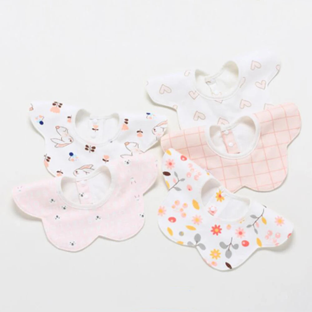 5Pcs/Lot Baby Bibs Waterproof Round 360 Degree Rotation Saliva Towel Infant Feeding Apron Newborn Stuff Wholesale