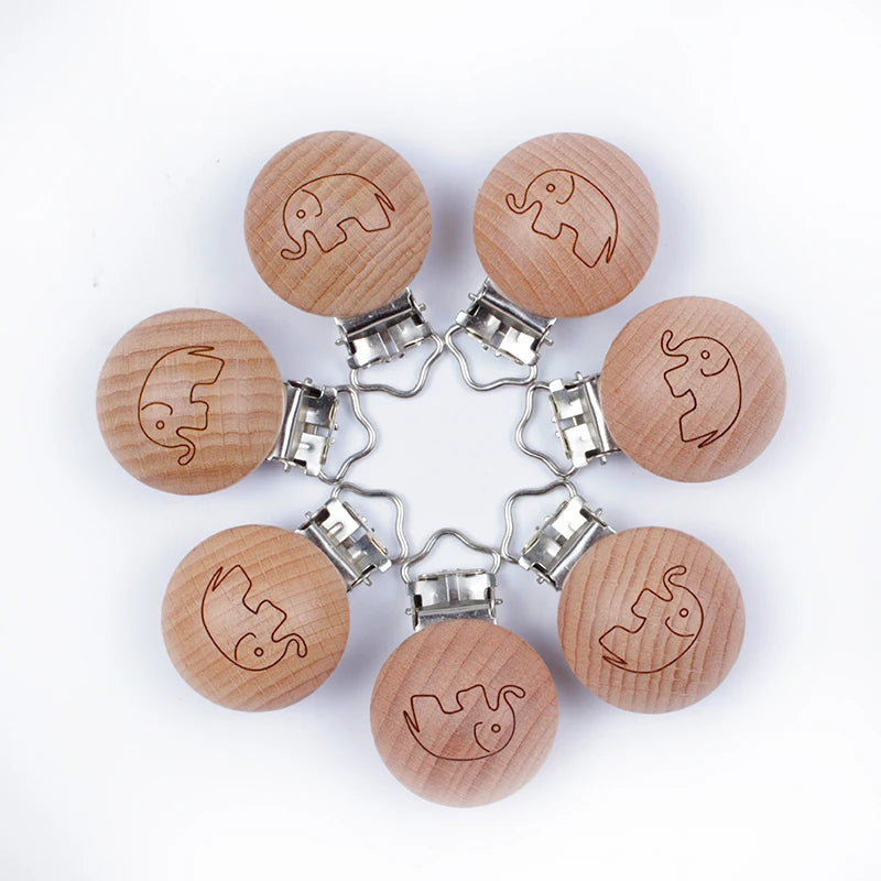 10Pcs/Lot Wooden Pacifier Clip Beech Pacifier Clips Chewable Teething Diy Dummy Clip Chains Baby Teether Nursing Accessories