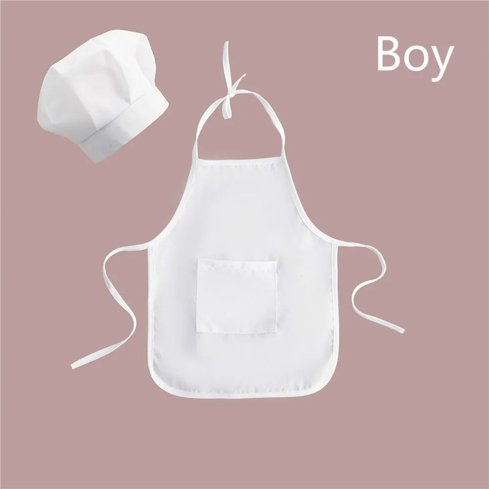 Baby Chef Apron Hat for Kids Costumes  Chef Baby  Cook Costume Baby Photography Prop 2pcs/set