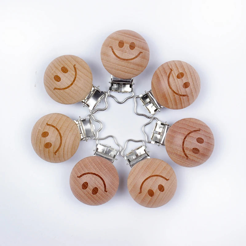 10Pcs/Lot Wooden Pacifier Clip Beech Pacifier Clips Chewable Teething Diy Dummy Clip Chains Baby Teether Nursing Accessories