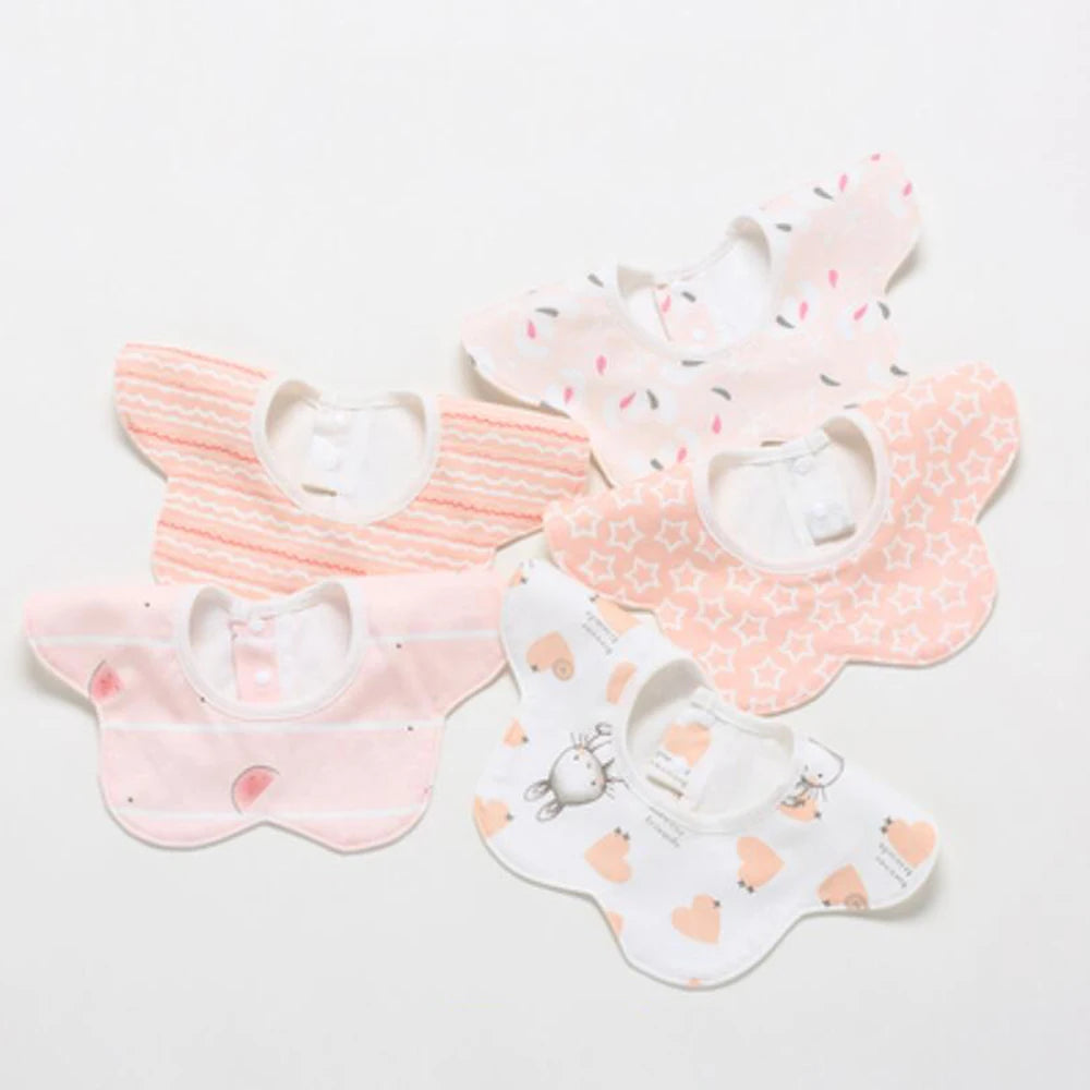5Pcs/Lot Baby Bibs Waterproof Round 360 Degree Rotation Saliva Towel Infant Feeding Apron Newborn Stuff Wholesale
