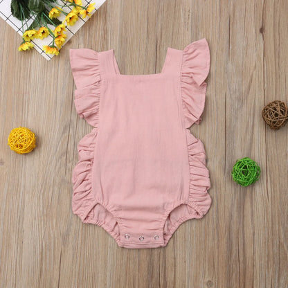 Citgeett Summer Newborn Baby Girl Bodysuit Ruffle Sleeveless Cute Solid Jumpsuit 4 Colors rUFFLE solid Fashion Outfits Sunsuit