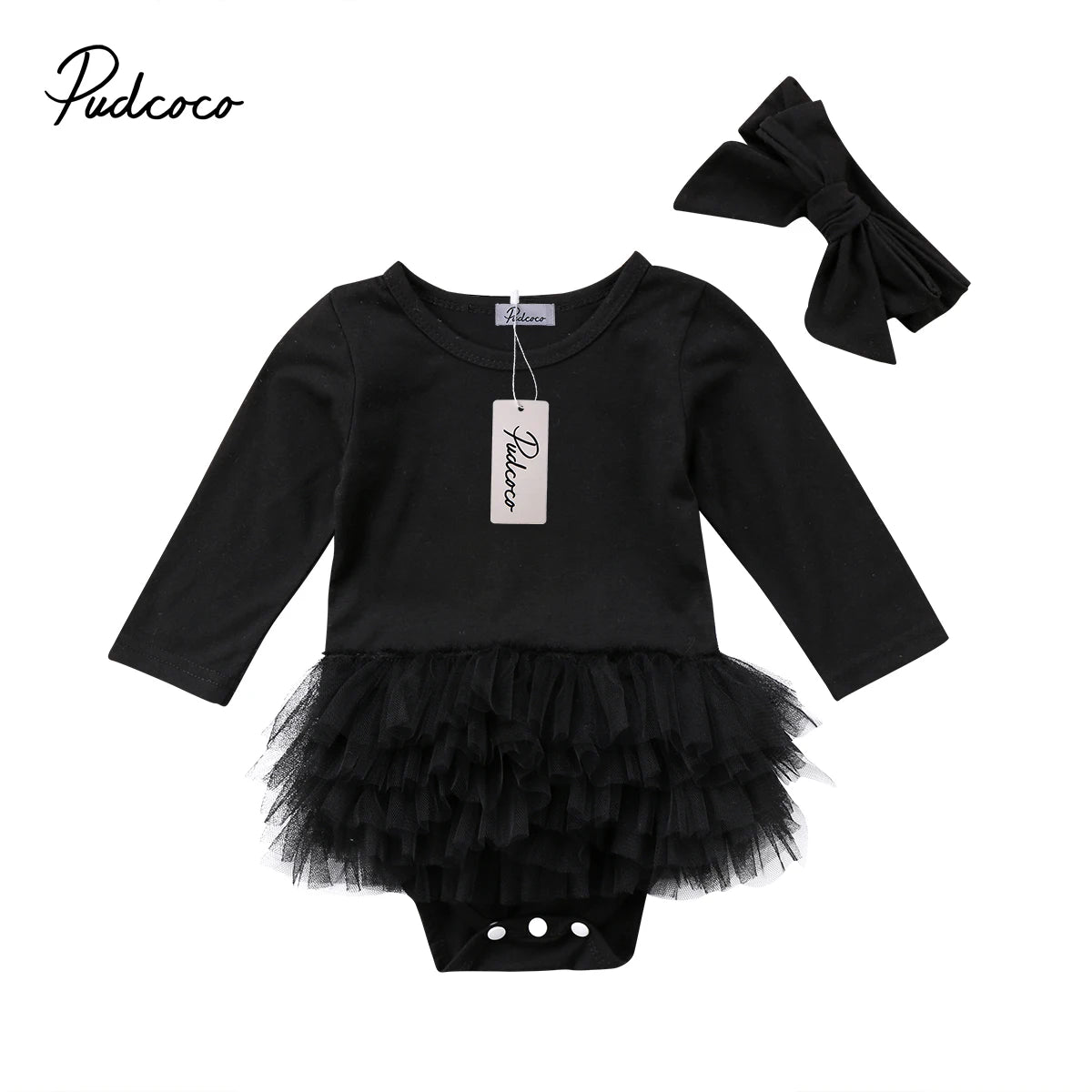 2018 Brand New Newborn Toddler Infant Baby Girl Romper Tutu Dress Jumpsuit Longsleeve Clothes Headband Solid Outfit Wholesale