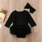 2018 Brand New Newborn Toddler Infant Baby Girl Romper Tutu Dress Jumpsuit Longsleeve Clothes Headband Solid Outfit Wholesale