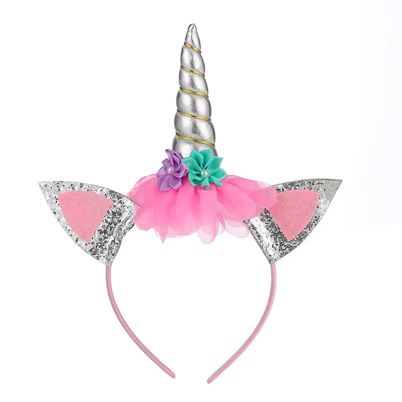 Girls Boys Birthday Unicorn Party Decor Rainbow Unicornio Wings Headband Kids Cosplay Supplies Boy Girls Baby Shower Decorations