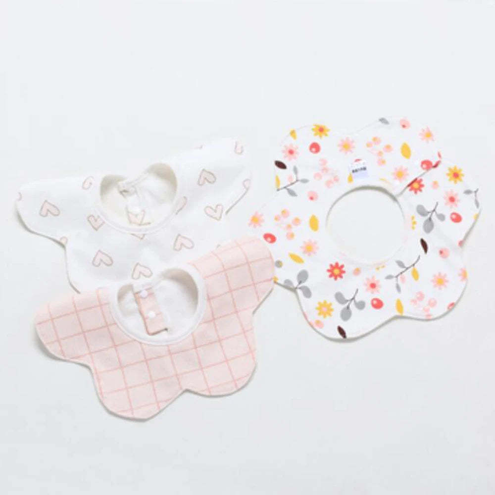 5Pcs/Lot Baby Bibs Waterproof Round 360 Degree Rotation Saliva Towel Infant Feeding Apron Newborn Stuff Wholesale