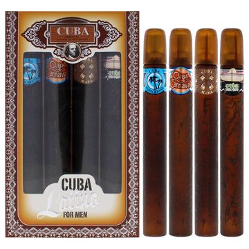 Cuba Latino Collection By Cuba For Men - 4 Pc Gift Set 1.17Oz Cuba Copacabana Edt Spray, 1.17Oz Cuba Maya Edt Spray, 1.17Oz Cuba