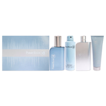 Perry Ellis 18 By Perry Ellis For Men - 4 Pc Gift Set 3.4Oz Edt Spray, 0.25Oz Edt Spray, 6Oz Body Spray, 3Oz Hair And Body Wash