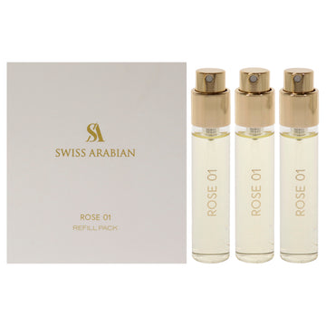 Rose 01 By Swiss Arabian For Unisex - 3 Pc Mini Gift Set 3 X 1Oz Edp Spray (Refill)