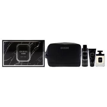 Guess Uomo By Guess For Men - 4 Pc Gift Set 3.4Oz Edt Spray, 6Oz Deodorizing Body Spray, 3.4Oz Shower Gel, Pouch