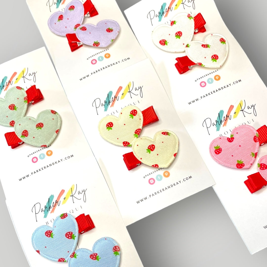 Strawberry Heart Hair Clips