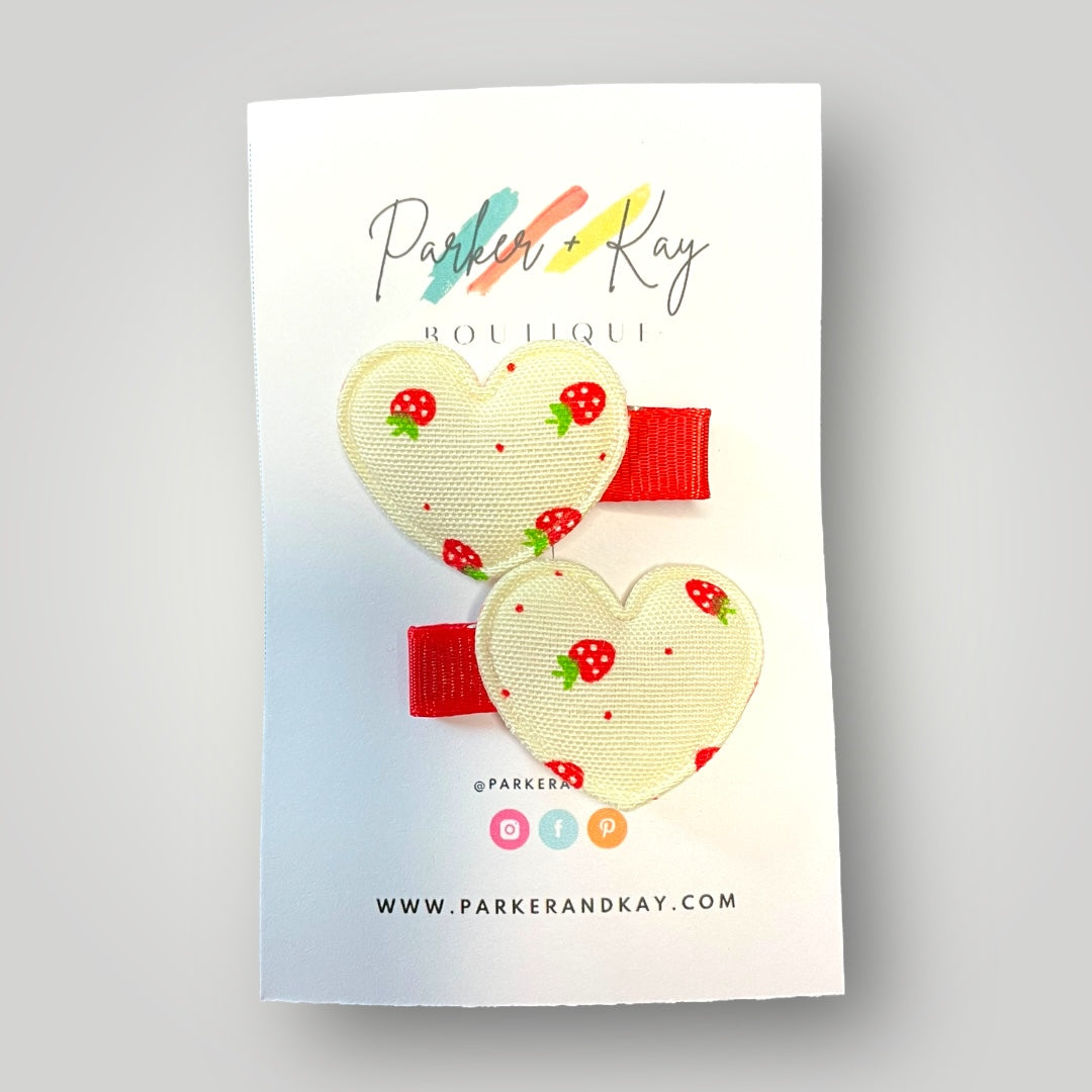 Strawberry Heart Hair Clips
