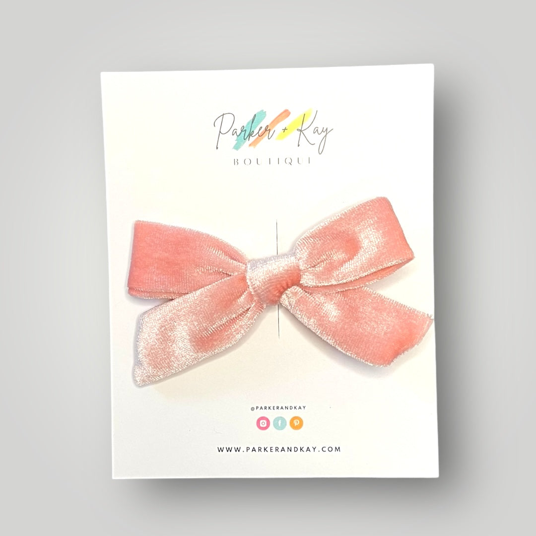 Velour Hair Bow | Clip, Headband, or Pigtail Clips