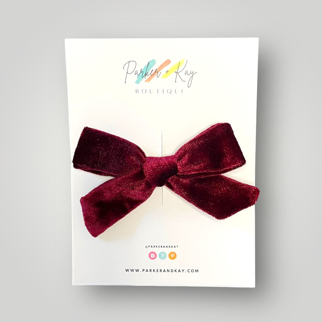 Velour Hair Bow | Clip, Headband, or Pigtail Clips