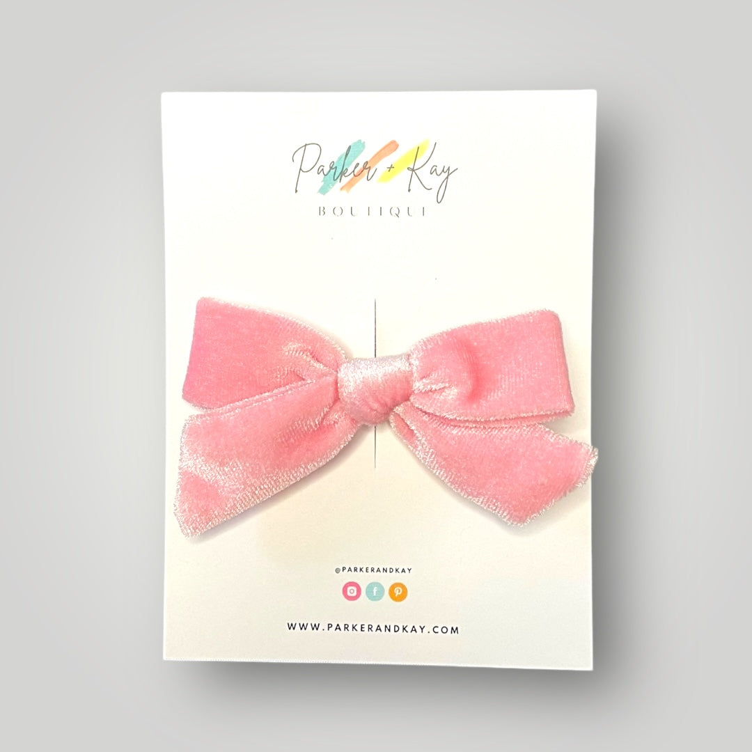 Velour Hair Bow | Clip, Headband, or Pigtail Clips