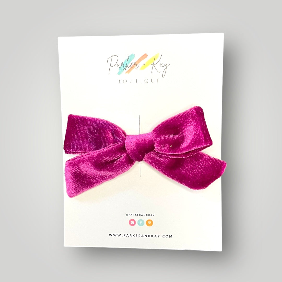 Velour Hair Bow | Clip, Headband, or Pigtail Clips