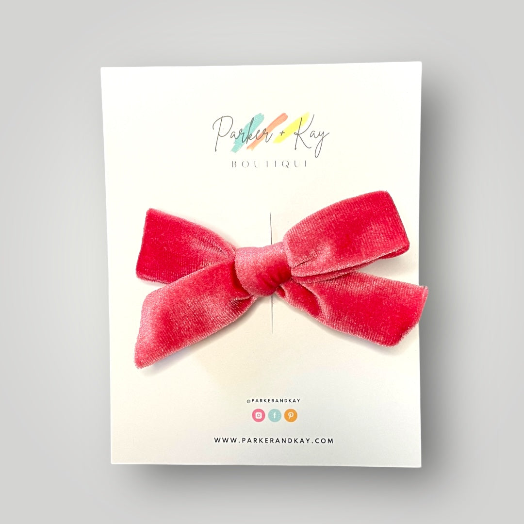 Velour Hair Bow | Clip, Headband, or Pigtail Clips