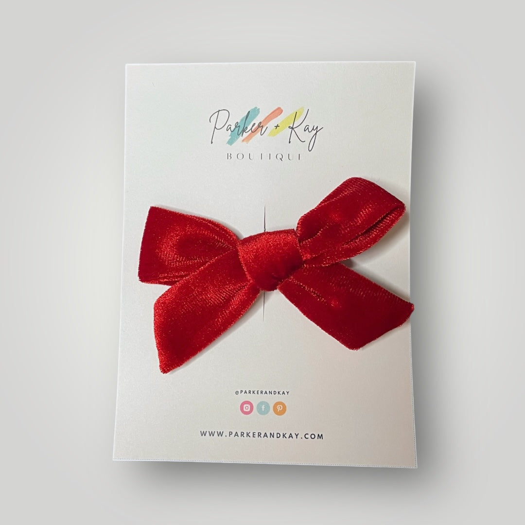 Velour Hair Bow | Clip, Headband, or Pigtail Clips