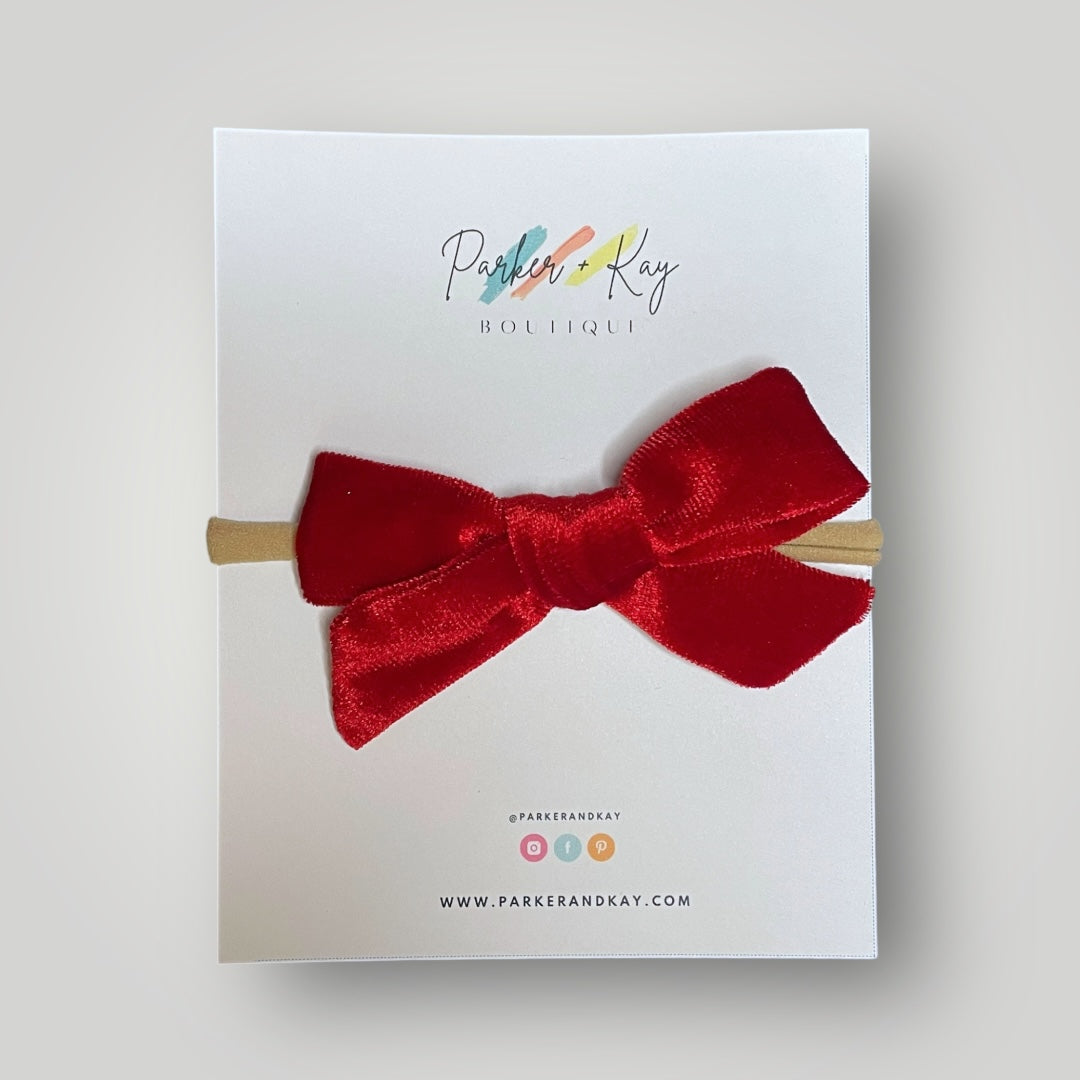 Velour Hair Bow | Clip, Headband, or Pigtail Clips