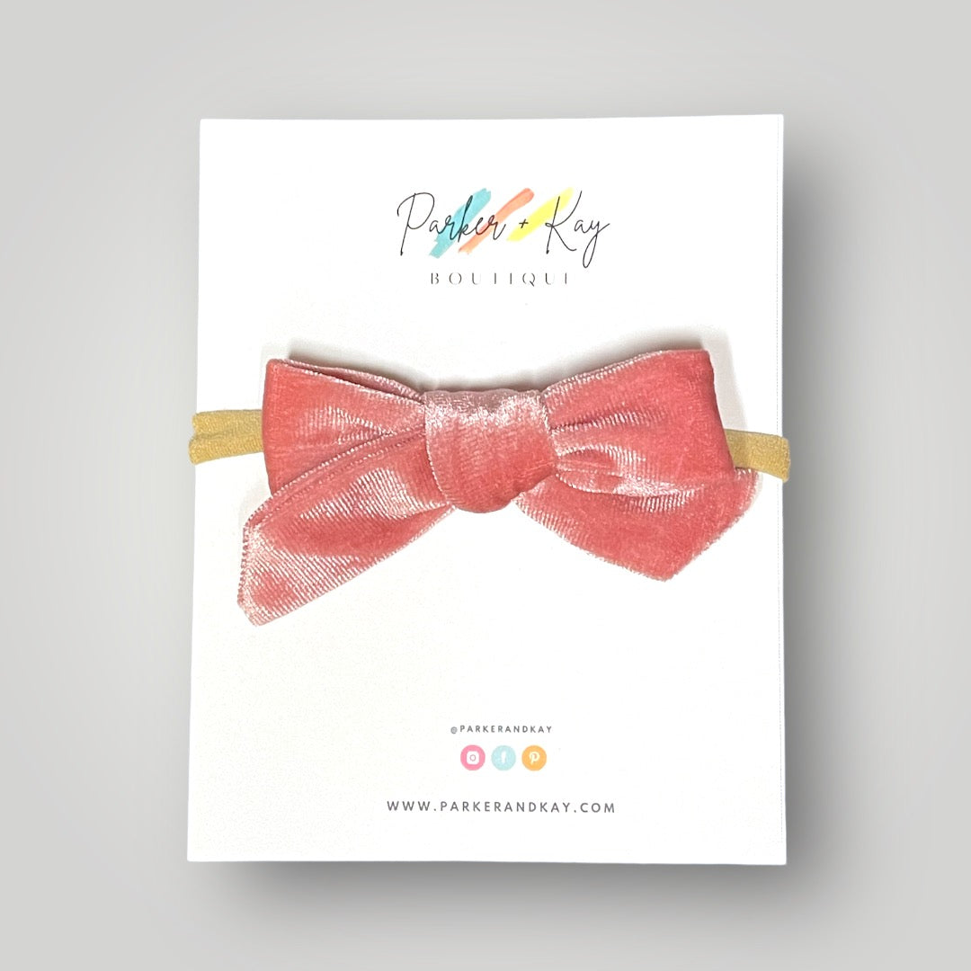 Velour Hair Bow | Clip, Headband, or Pigtail Clips
