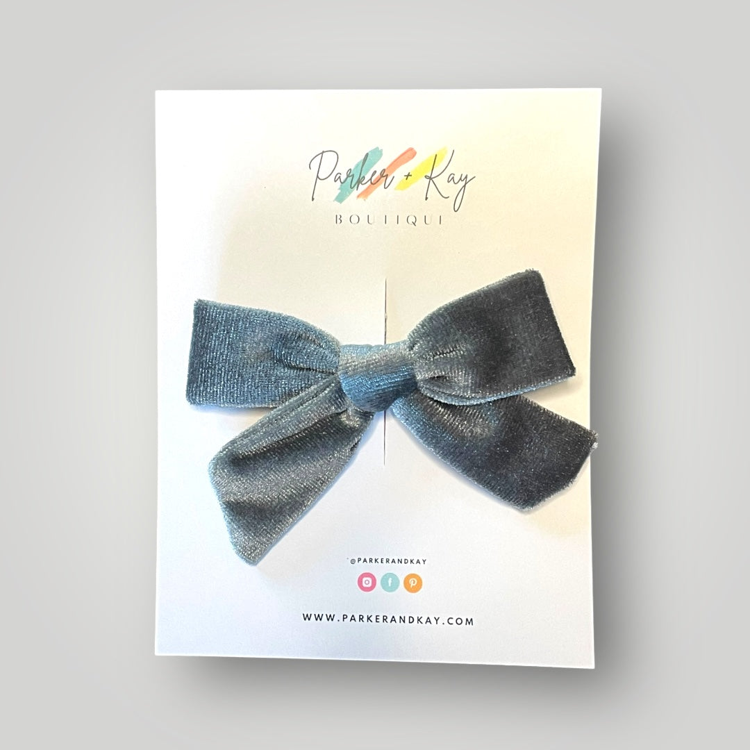 Velour Hair Bow | Clip, Headband, or Pigtail Clips