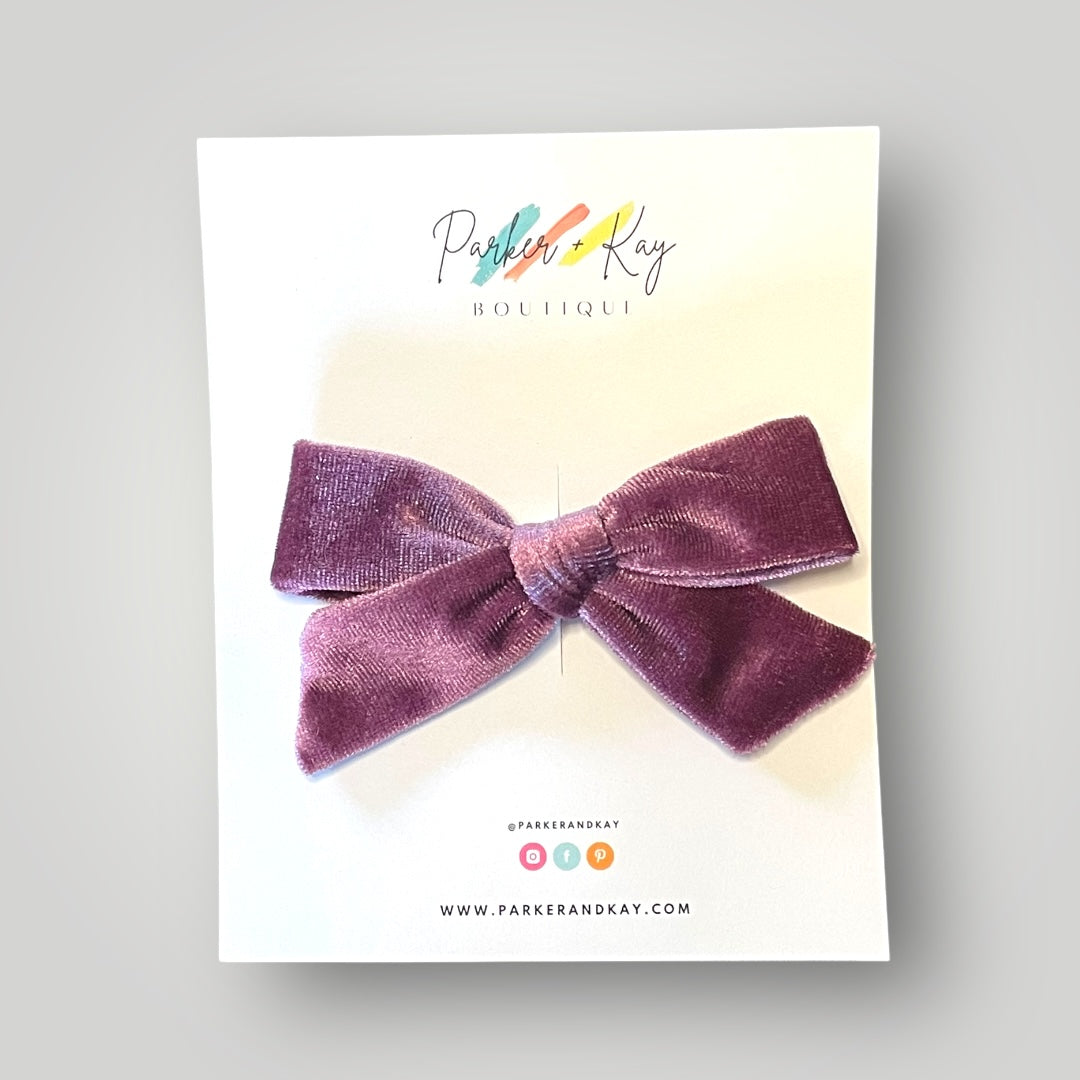 Velour Hair Bow | Clip, Headband, or Pigtail Clips