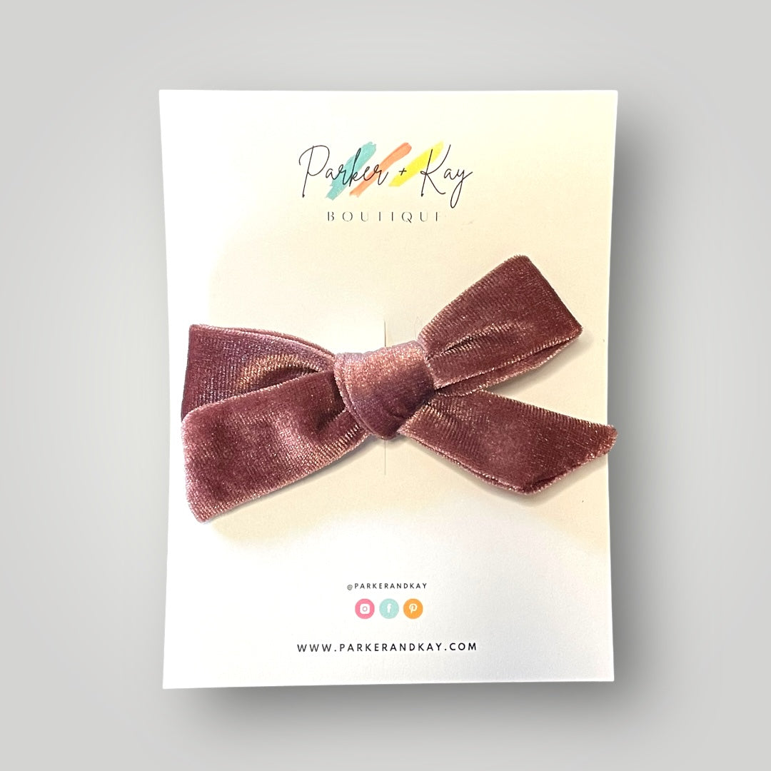 Velour Hair Bow | Clip, Headband, or Pigtail Clips