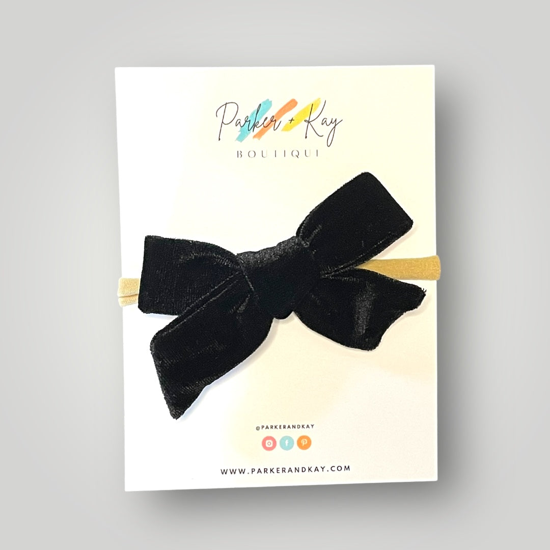 Velour Hair Bow | Clip, Headband, or Pigtail Clips