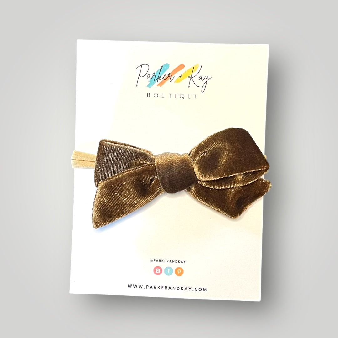 Velour Hair Bow | Clip, Headband, or Pigtail Clips