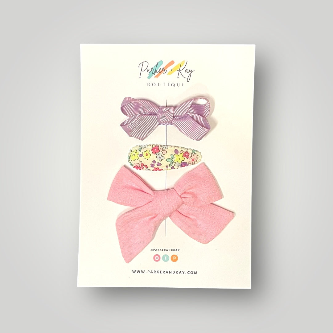 Girl’s 3-Piece Linen Bow Variety Set
