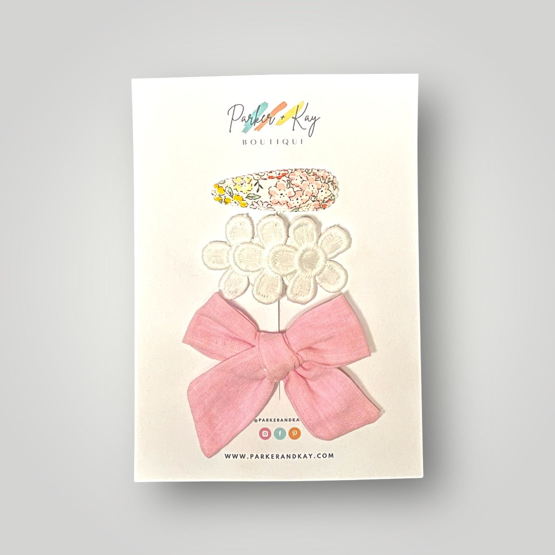 Girl’s 3-Piece Linen Bow Variety Set