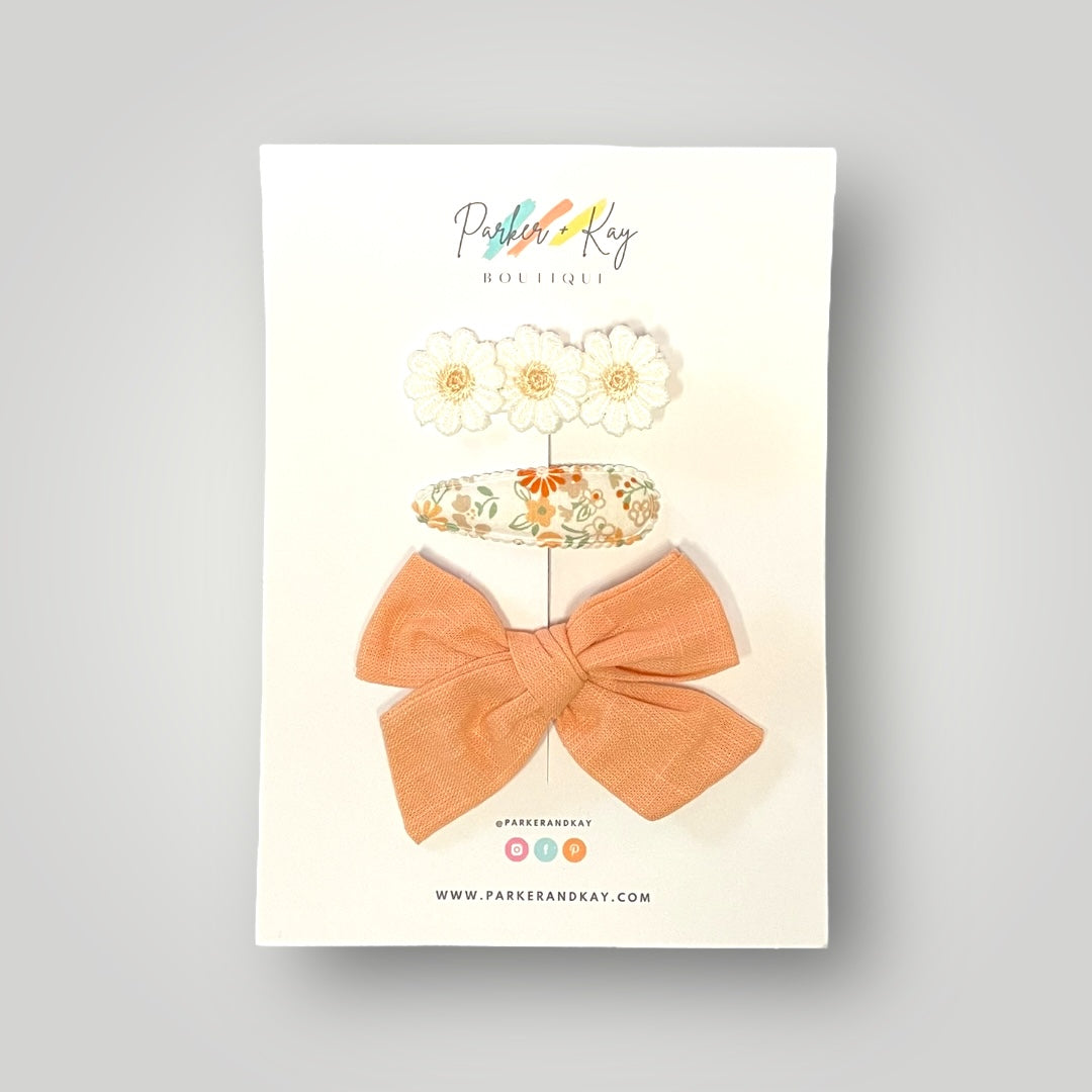 Girl’s 3-Piece Linen Bow Variety Set