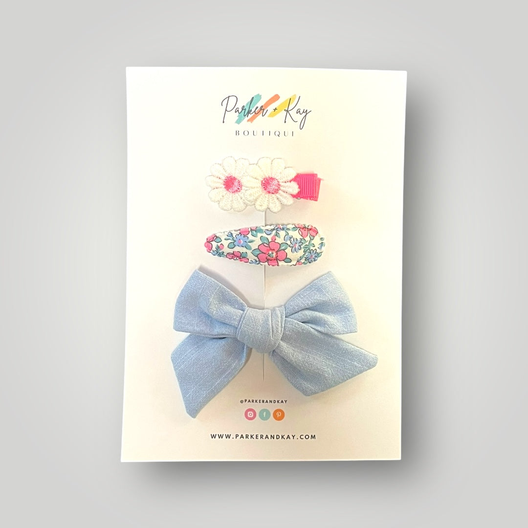 Girl’s 3-Piece Linen Bow Variety Set