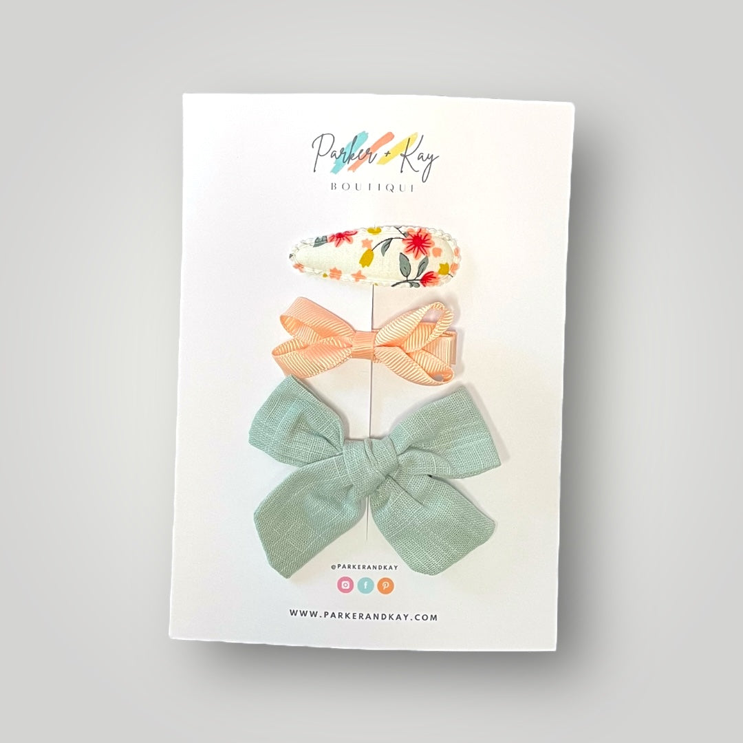 Girl’s 3-Piece Linen Bow Variety Set
