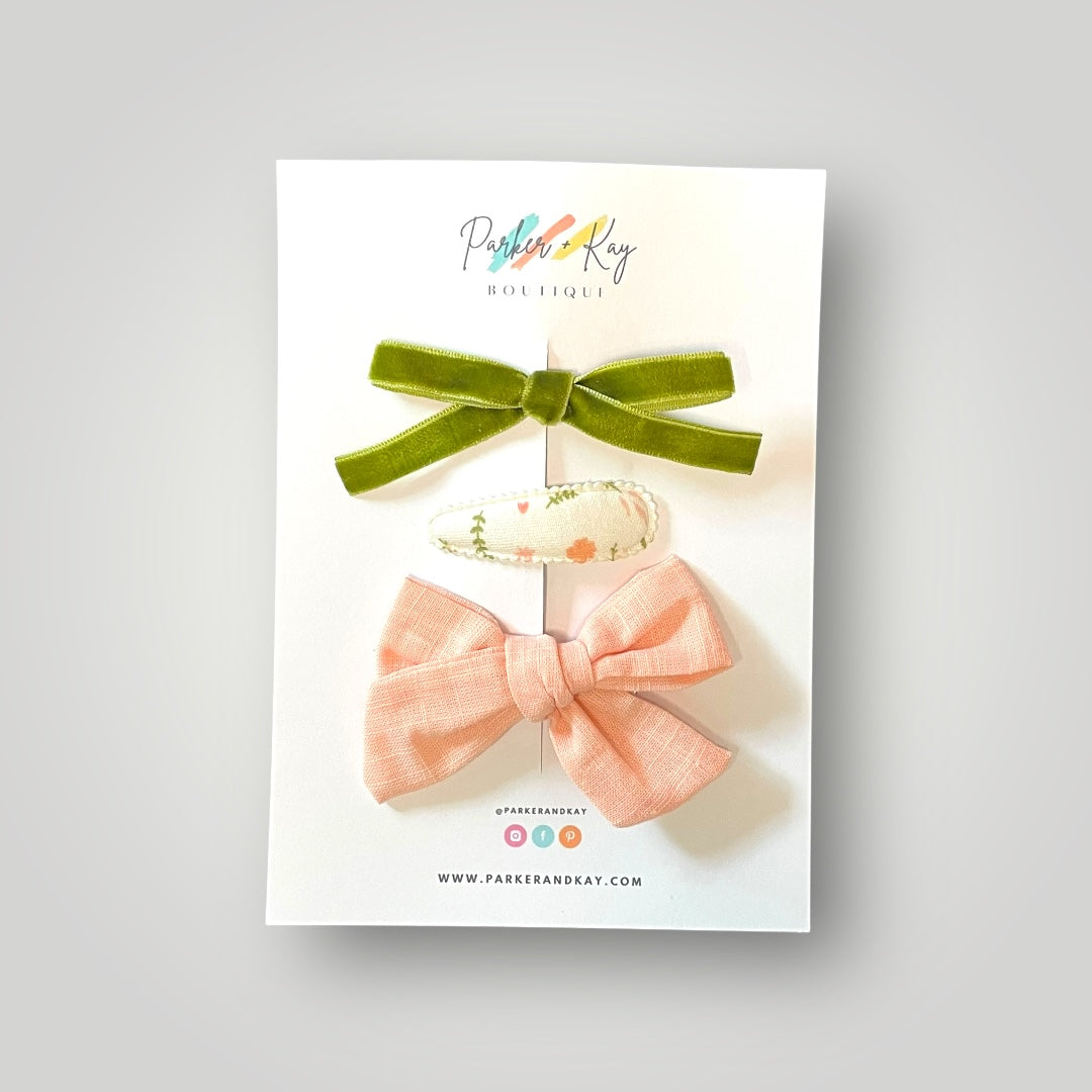Girl’s 3-Piece Linen Bow Variety Set