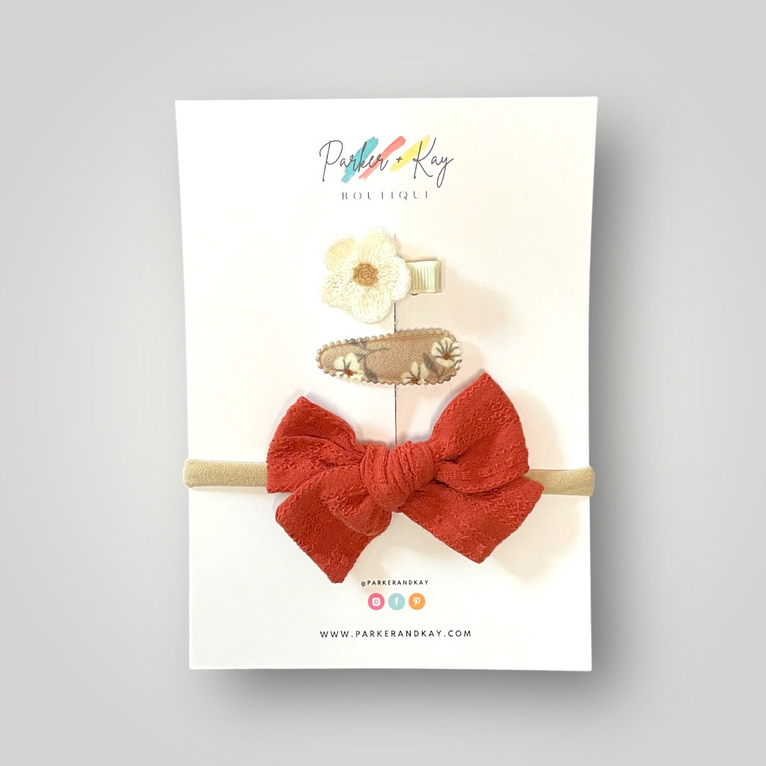 Baby 3-Piece Textured Bow Variety Set